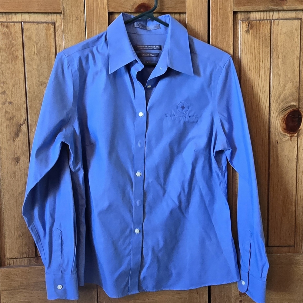 Woman's Forsyth Of Canada Blue Button Down Shirt/Blouse/Top -Med